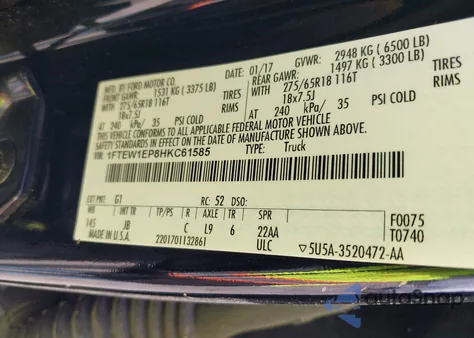 2017 Ford F-150 Xlt z USA, uszkodzony, nr VIN 1FTEW1EP8HKC61585